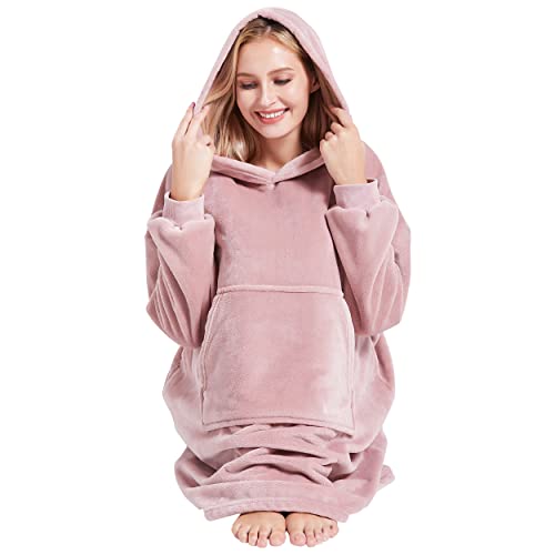 Surii Home Blanket Hoodie, Premium Oversized Wearable Blanket Sweatshirt for Women & Men, Super Soft, Cozy, One Size Fits All (Sepia Rose)