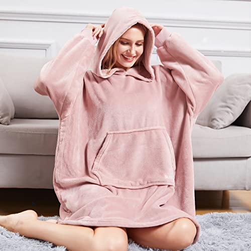 Surii Home Blanket Hoodie, Premium Oversized Wearable Blanket Sweatshirt for Women & Men, Super Soft, Cozy, One Size Fits All (Sepia Rose)