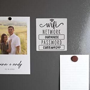 White & Black WiFi Password Sign Fridge Magnet, WiFi Sign with Black Wet Erasable Pen, Magnetic WiFi Password Sign for Home, Portable WiFi Sign for Guests, Airbnb Essentials for Hosts, 4.50x4.25 inch