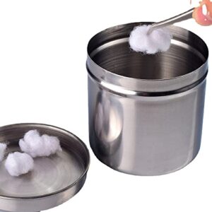 Stainless Steel Cotton Ball Cup Jar Container Storage Organizer Canister with Lid for Home Hospital Use Placing Medicine Ointment Cotton Balls Gauze Dressings