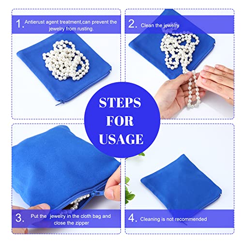 Irenare 50 Pcs Zippered Silver Storage Bags Anti Tarnish Bags Silver Pouches Jewelry Storage Cloth Protector Bags Velvet Keeper for Travel Home Tableware Kitchen Tools Supplies (6 x 6 Inch)