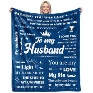 birthday gifts for husband from wife, romantic husband birthday gift from wife to my husband flannel blanket christmas anniversary valentines gifts for husband from wife soft throw blanket 60"*50"