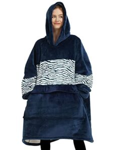 lzzidou oversized blanket hoodie for women, two layers cozy flannel sherpa wearable blanket sweatshirt adult