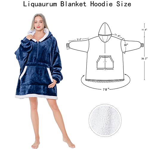 liquaurum Blanket Hoodie Oversized Wearable Blanket Sweatshirt with Giant Pockets for Men Women Soft Warm Cozy for Adults