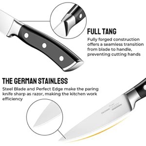 OAKSWARE Paring Knife, 4 inch Small Kitchen Knife Ultra Sharp German Stainless Steel Fruit and Vegetable Cutting Chopping Knives - Full Tang Ergonomic Handle