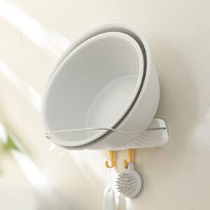 poeland folding wash basin rack, adhesive wall mounted hanging wash basin holder with hook, bathroom basin storage stand