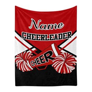 red cheer cheerleader personalized blanket with name soft fleece throw blankets for men women birthday wedding gift 50x60 inch