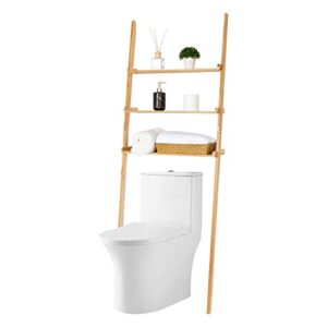 fit homaterial over-the-toilet storage organizer, solid wood freestanding bathroom organize 3-tier space saver for laundry, balcony, porch, natural color