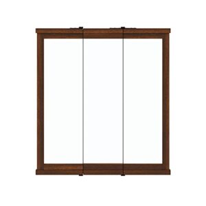 DHP Otum Bathroom 3 Door Mirrored Medicine Cabinet and Organizer, Surface Mount Wall Storage, Walnut