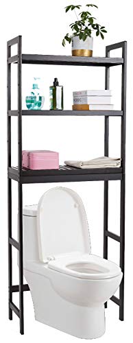 Bathroom Over The Toilet Organizer Storage Rack with Adjustable Shelves 3 Tier Bamboo Freestanding Shelf Plant Stand Multipurpose Organizer Space Saver for Laundry, Balcony，Brow