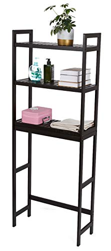 Bathroom Over The Toilet Organizer Storage Rack with Adjustable Shelves 3 Tier Bamboo Freestanding Shelf Plant Stand Multipurpose Organizer Space Saver for Laundry, Balcony，Brow