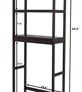 Bathroom Over The Toilet Organizer Storage Rack with Adjustable Shelves 3 Tier Bamboo Freestanding Shelf Plant Stand Multipurpose Organizer Space Saver for Laundry, Balcony，Brow