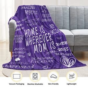 American Trends Gifts for Mom, Gift Throw Blanket Birthday Gifts for Mom from Daughter or Son, I Love You Mom Blanket Purple Letter M