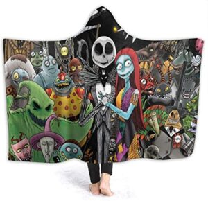 hooded blanket by jintang, 3d nightmare before christmas hooded blanket halloween blanket warm wearable blankets kids and adults blankets super soft blankets (a05, 79x59 inches)