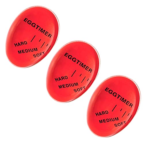 ZILLEEN Boiled Egg Timer for Boiling Eggs Boiler Timer That Changes Color When Done,Classic Red 3 Pack