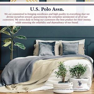 U.S. Polo Assn. Super Soft Oversized Bed & Couch Throw Blanket, Fuzzy Warm Lightweight Flannel Throws, All Season Plush Fleece Comfort, 50x70in, Beige