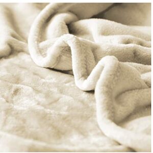 U.S. Polo Assn. Super Soft Oversized Bed & Couch Throw Blanket, Fuzzy Warm Lightweight Flannel Throws, All Season Plush Fleece Comfort, 50x70in, Beige