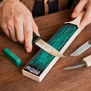 Hutsuls Double Sided Strop Paddle - Get Razor-Sharp Edges with Knife Strop Kit, Easy to Use Quality Leather Strop Sharpener with Ergonomic Handle & Leather Honing Strop Step-by-Step Guide is Included