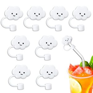 8pcs cloud shape straw covers cap, silicone straw plug, straw tips cover straw covers cap, cute silicone cloud straw covers, silicone straw lid for 6-8 mm straws