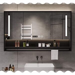 mkeing illuminated mirror cabinet for bathroom medicine cabinet with led vanity mirror wall bathroom mirror cabinet with light 28 * 30inch white/black (color : black, size : 36 * 30in(90 * 75cm))
