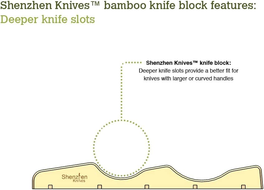 Shenzhen Knives Large In-Drawer Knife Block: 11 Slot (Holds 10-12 Knives) Empty Bamboo Wooden Knife Holder for Kitchen Drawers