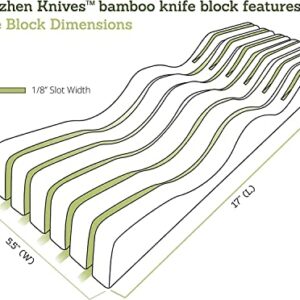 Shenzhen Knives Large In-Drawer Knife Block: 11 Slot (Holds 10-12 Knives) Empty Bamboo Wooden Knife Holder for Kitchen Drawers