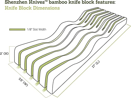 Shenzhen Knives Large In-Drawer Knife Block: 11 Slot (Holds 10-12 Knives) Empty Bamboo Wooden Knife Holder for Kitchen Drawers