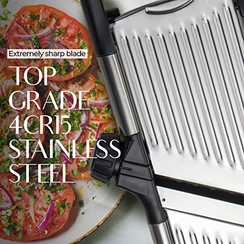 Gramercy Adjustable Mandoline Slicer for Kitchen, Vegetable Chopper, Food Chopper, Vegetable Slicer, Potato Slicer, Mandolin, Potato Cutter - Stainless Steel - INCLUDING One Pair Cut-Resistant Gloves