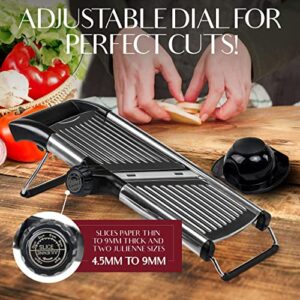 Gramercy Adjustable Mandoline Slicer for Kitchen, Vegetable Chopper, Food Chopper, Vegetable Slicer, Potato Slicer, Mandolin, Potato Cutter - Stainless Steel - INCLUDING One Pair Cut-Resistant Gloves