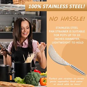 2 Pieces Pot Strainer with Handle Stainless Steel Colander Pasta Drainer Pan Pot Strainer with Recessed Hand Grips Suitable for Kitchen Pots and Pans Different Sizes up to 10 Inches