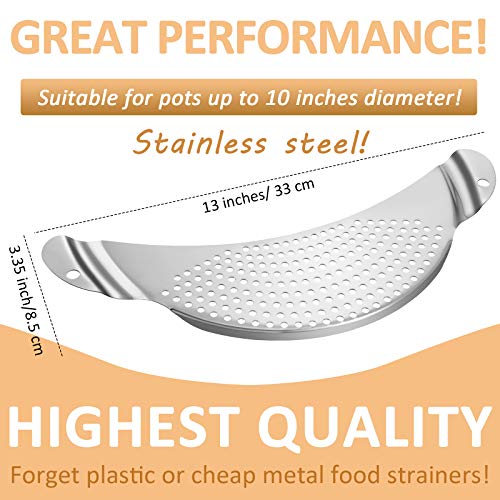 2 Pieces Pot Strainer with Handle Stainless Steel Colander Pasta Drainer Pan Pot Strainer with Recessed Hand Grips Suitable for Kitchen Pots and Pans Different Sizes up to 10 Inches
