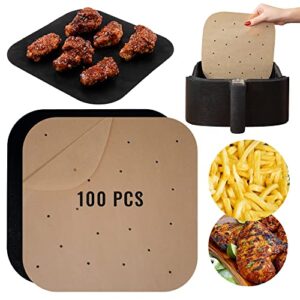 air fryer liners compatible with bella, chefman, comfee, cosori, dash, nuwave® brio, philips and more | unbleached air fryer parchment paper sheets, pre-cut 100pcs