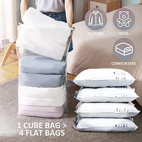 TAILI Hanging Vacuum Storage Bags Variety 6 Pack and Cube Vacuum Storage Bags 8 Jumbo Pack