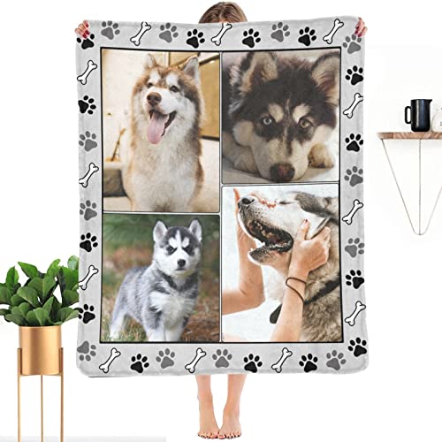 SHIYEL Custom Blanket with Photos for Dog Mom Ever, Personalized Picture Throw Blankets for Mother Friends, Customizable Blanket for Family Pets Gifts for Women Souvenirs, 4 Photos Collage Made In USA