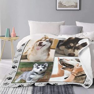 SHIYEL Custom Blanket with Photos for Dog Mom Ever, Personalized Picture Throw Blankets for Mother Friends, Customizable Blanket for Family Pets Gifts for Women Souvenirs, 4 Photos Collage Made In USA