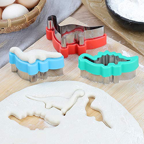 Dinosaur Cookie Cutters Set - Stainless Steel Shaped Cookie Candy Food Cutters Molds for DIY, Kitchen, Baking, Kids Dinosaur Theme Birthday Party Supplies Favors (8pack)