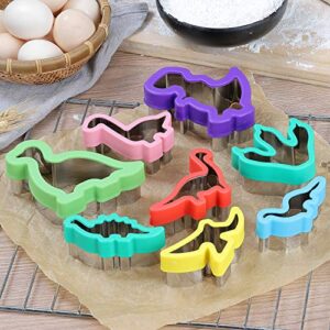 Dinosaur Cookie Cutters Set - Stainless Steel Shaped Cookie Candy Food Cutters Molds for DIY, Kitchen, Baking, Kids Dinosaur Theme Birthday Party Supplies Favors (8pack)