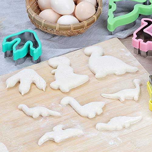 Dinosaur Cookie Cutters Set - Stainless Steel Shaped Cookie Candy Food Cutters Molds for DIY, Kitchen, Baking, Kids Dinosaur Theme Birthday Party Supplies Favors (8pack)