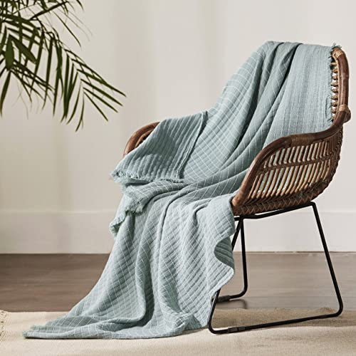 Bedsure 100% Cotton Muslin Blanket Grey Queen & Bedsure 100% Cotton Muslin Blanket Sage Green Throw