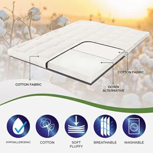 Organic Cotton Cover Mattress Topper, Futon Mattress, Tatami Mat Sleeping Pad, Down Alternative Featherbed, Natural Temperature Regulating, Soft & Plush