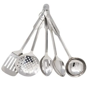 amco 8796 stainless steel 5-piece utensil set,medium
