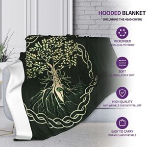 Christmas Yule Pagan Norse Wiccan Full Fleece Throw Cloak Wearable Blanket Flannel Fluffy Comforter Quilt Nursery Bedroom Bedding Decor Ornaments Queen King Size Plush Soft Cozy