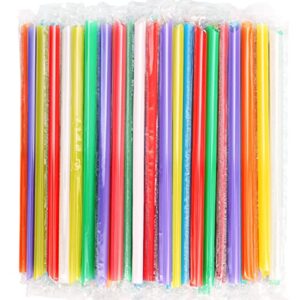 100 pcs individually packaged pointed jumbo smoothie straws,disposable individually wrapped plastic lengthen milkshake boba straw (0.43" diameter and 9.45" long) (colorful)