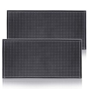 protensils bar mat 12" x 6", black bar mats, bar spill mats countertop, home bar service mat (2 pack)
