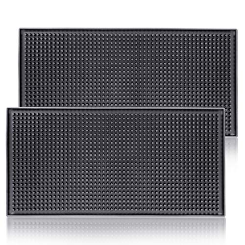 ProTensils Bar Mat 12" x 6", Black Bar Mats, Bar Spill Mats Countertop, Home Bar Service Mat (2 Pack)