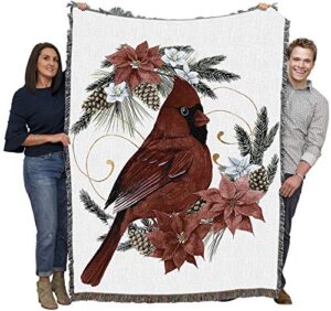 pure country weavers christmas cardinal blanket by grace popp - gift tapestry throw woven from cotton - made in the usa (72x54)