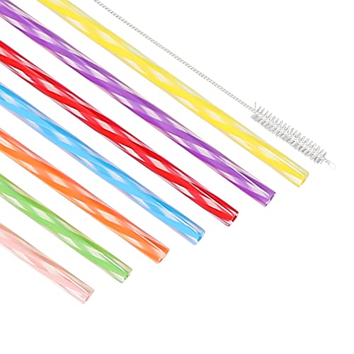 Honest ECO Reusable Stirrer Straws, Straw Cleaner Brush, Short Assorted color Plastic Straws fit for Milk & Juice & Coffee & Smoothies & Cocktail & Kids Straws Kit (24Count-7.5in)