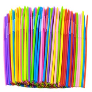 100pcs flexible plastic straws, colorful disposable bendy party fancy straws13inch extra long straws party decorations