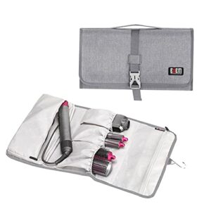 buwico travel case for dyson airwrap, portable hanging curling iron travel bag with hanging hook, waterproof travel storage case organizer for dyson airwrap (grey)