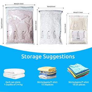 COSadiman Vacuum Storage Bags Space Saver Bags with Hand Pump, 6 PCS Plain/Flat Heavy Duty Space-saving Storage Bags,Vacuum Sealed Bags for Beddings Quilt Clothes Blankets Comforters Closet Organizers, Save Up 80% Space (Large, Transparent)